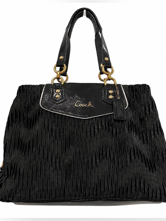 Coach Handbags - Coach Ashley Gathered Satin Satchel — Black